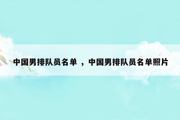 中国男排队员名单 ，中国男排队员名单照片