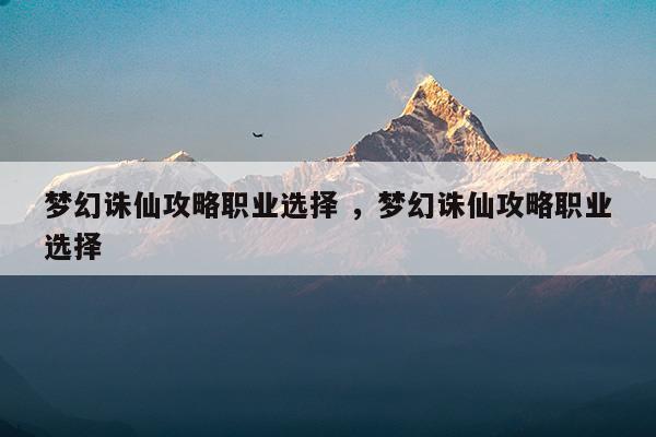 梦幻诛仙攻略职业选择 ，梦幻诛仙攻略职业选择